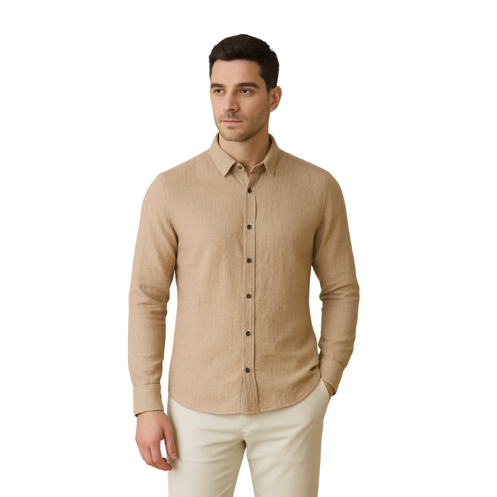 714703143053MANCHE 12-9627 ERKEK GÖMLEK  TOPRAK