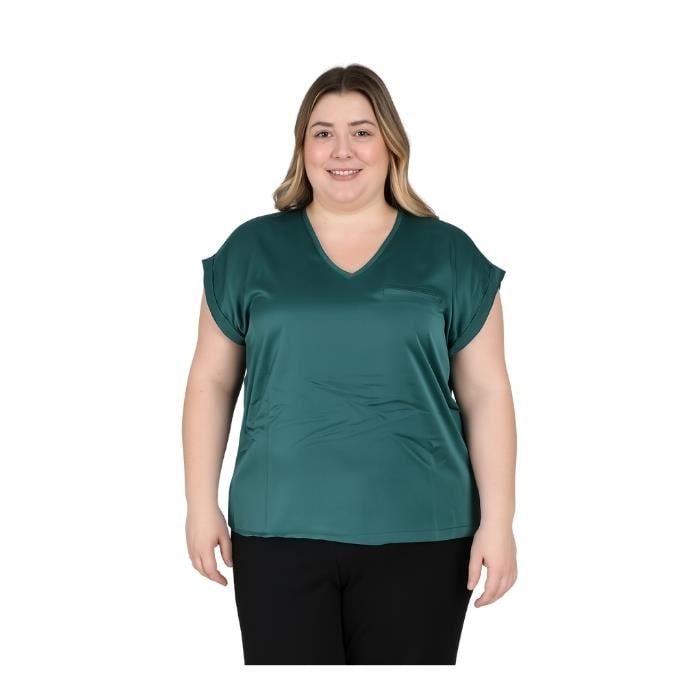 941950004005DESEN 22706 KADIN BLUZ  YEŞİL