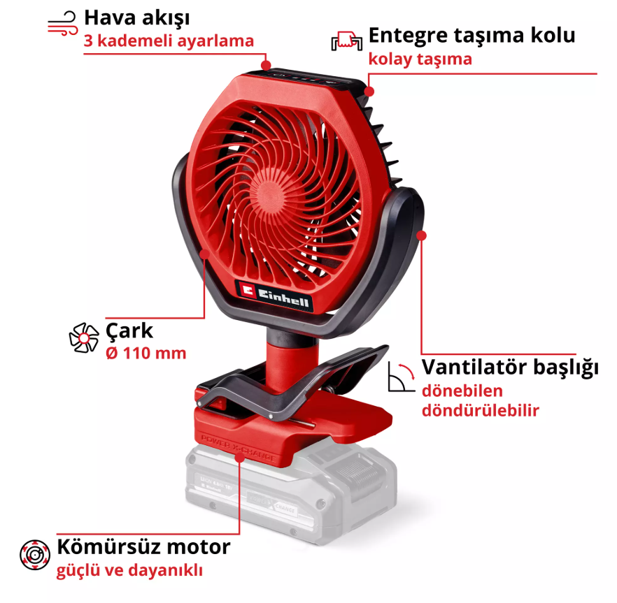 Einhell GC-CF 18/110 Li - Solo, Akülü Vantilatör (Akü Dahil Değildir)Einhell3408061Yeni Ürünler-LastikTR.com