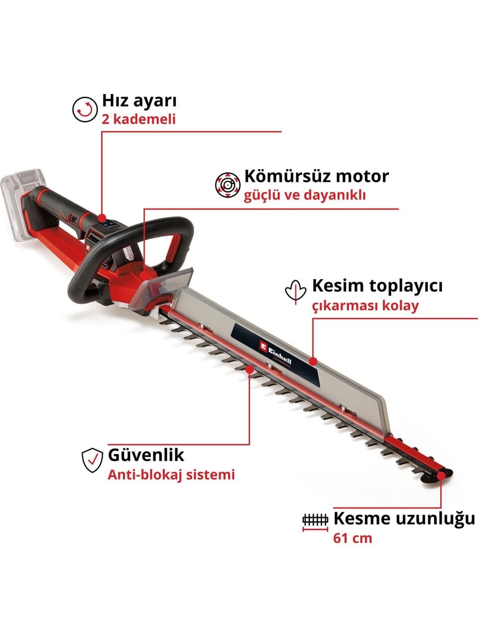 Einhell GP-CH 18/61 Li BL - Solo Akülü Çit Budama (Akü Dahil Değildir)Einhell3410935Çit Budama-LastikTR.com