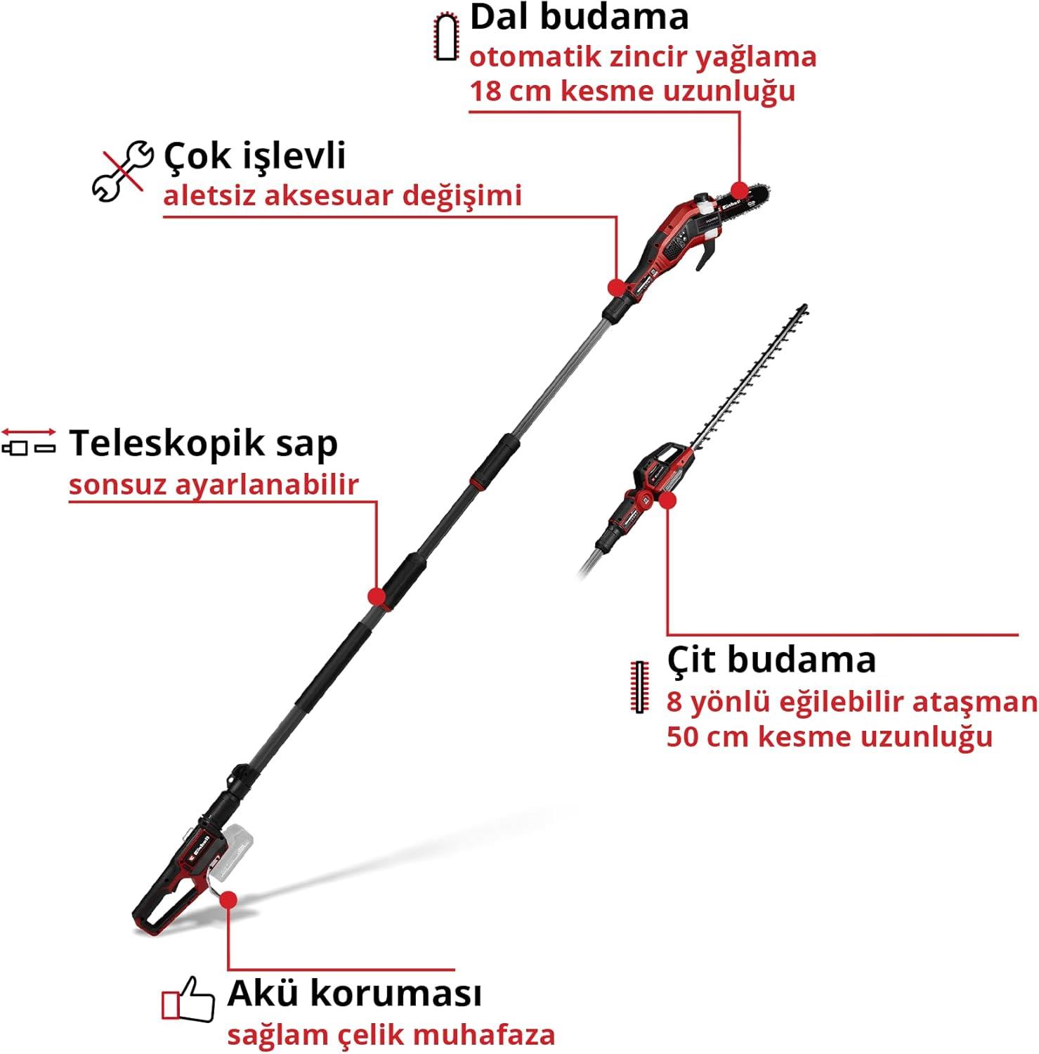 Einhell GP-HC 18/5020 Li T BL-Solo, Akülü Çok Fonksiyonlu Budama (Akü ve Şarj Cihazı Dahil Değildir) - 3410970Einhell3410970Yeni Ürünler-LastikTR.com