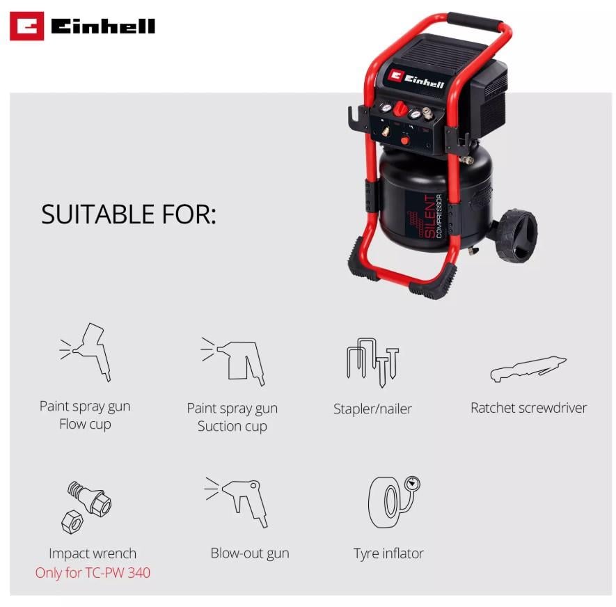Einhell TE-AC 240/24 Silent, Sessiz Hava Kompresörü (Yağsız)Einhell4010452Hava Kompresörleri-LastikTR.com