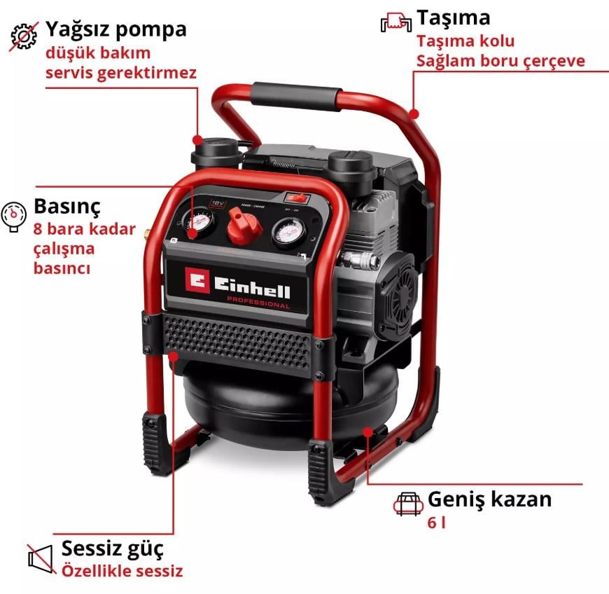 Einhell SILENZO 18/160 Solo, Kompresör (Akü Dahil Değildir)Einhell4020385Hava Kompresörleri-LastikTR.com