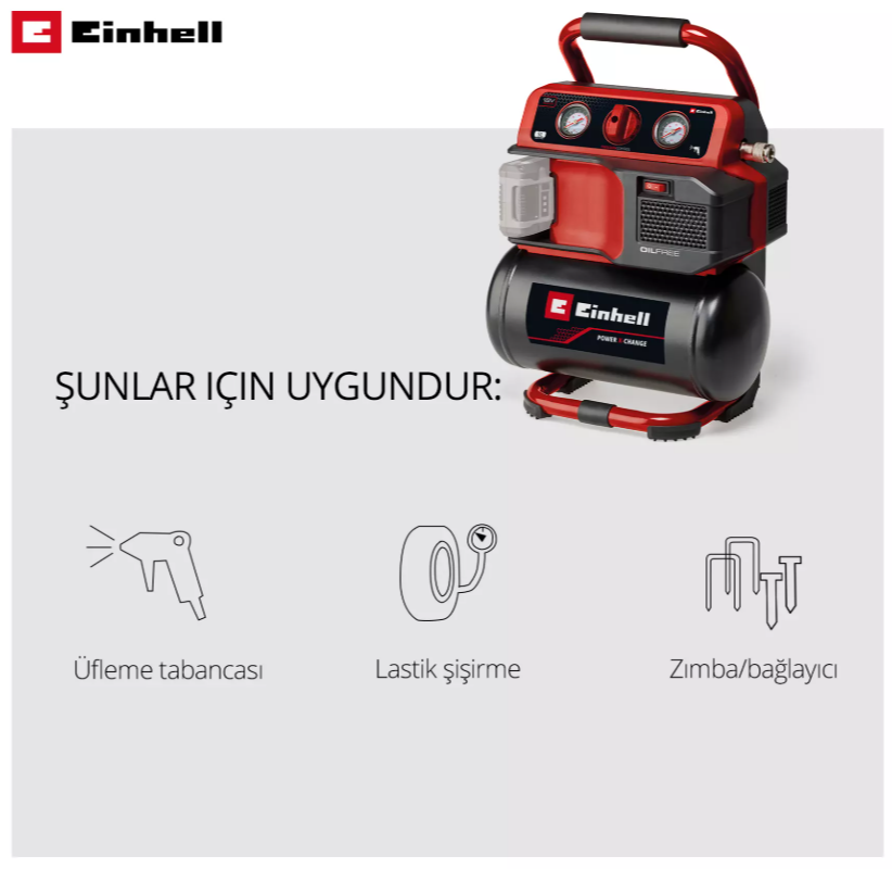 Einhell TE-AC 18/75 Li OF-Solo, Akülü Kompresör (Akü Dahil Değildir)Einhell4020410Yeni Ürünler-LastikTR.com
