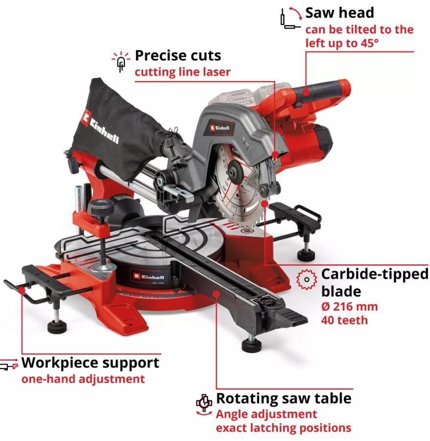Einhell TE-SM 36/8 L Li-Solo, Akülü Kayar Gönye Testeresi  (Akü Dahil Değildir)Einhell4300882Gönye Kesme Makineleri-LastikTR.com