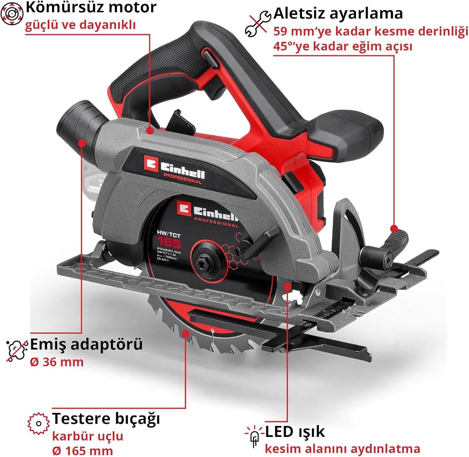 Einhell TP-CS 18/165 Li BL - Solo, Akülü Daire Testere (Akü ve Şarj Cihazı Dahil Değildir) - 4331225Einhell4331225Yeni Ürünler-LastikTR.com