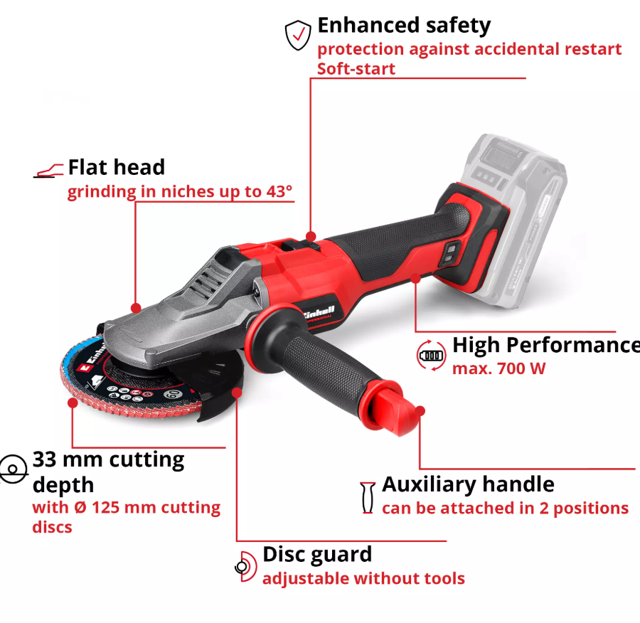 Einhell TP-AG 18/125 F Li BL - Solo, Akülü Avuç Taşlama (Akü Dahil Değildir)Einhell4431175Yeni Ürünler-LastikTR.com