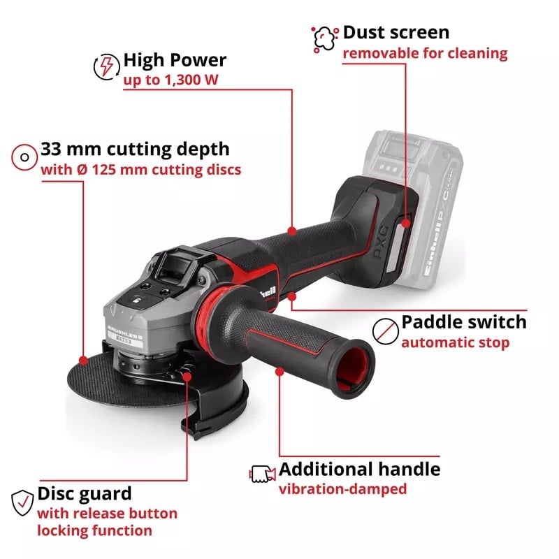Einhell Professional TP-AG 18/125-13 Q P BL - Solo Kömürsüz Akülü Avuç Taşlama Power X-Change (Akü ve Şarj Cihazı Dahil Değildir) - 4431197Einhell4431197Taşlamalar-LastikTR.com
