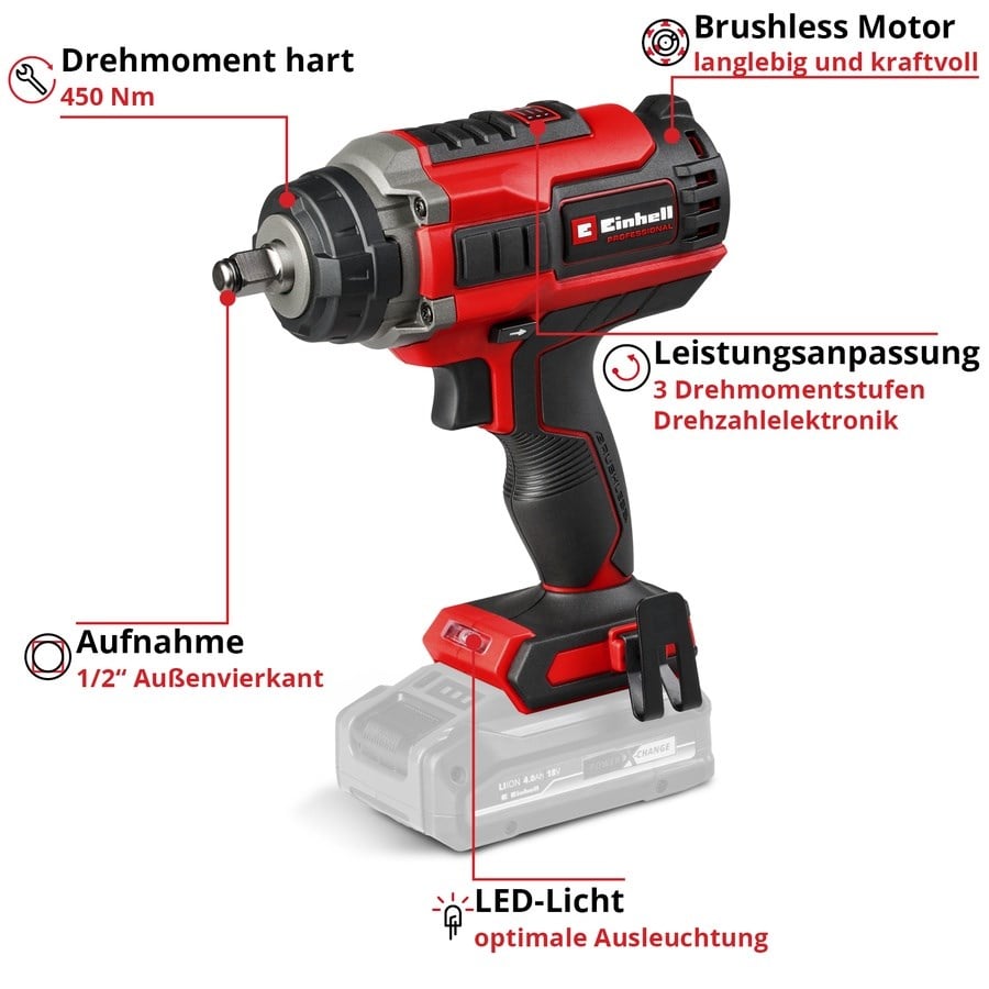 Einhell Professional IMPAXXO 18/450 S-F Akülü Darbeli Somun Sıkma (Akü ve Şarj Cihazı Dahil Değildir) - 4510072Einhell4510072Somun Sıkma-LastikTR.com