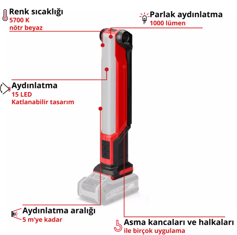 Einhell TE-CL 18/1000 S Li - Solo, Akülü Projektör (Akü Dahil Değildir)Einhell4514180Yeni Ürünler-LastikTR.com