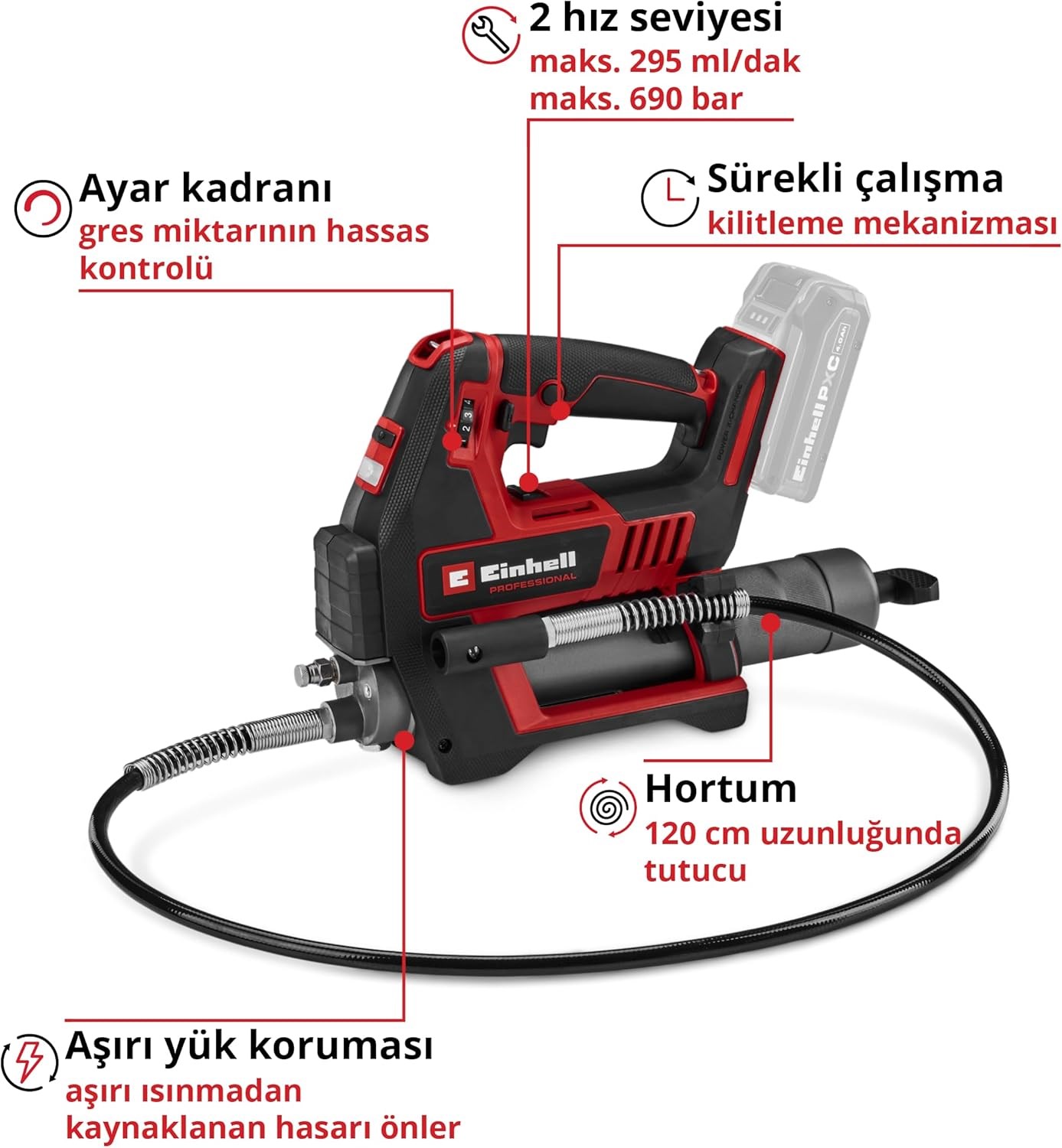 Einhell Professional TP-GR 18/690 Li Akülü Gres Yağ Pompası - 4522300Einhell4522300Hırdavat ve El Aletleri-LastikTR.com