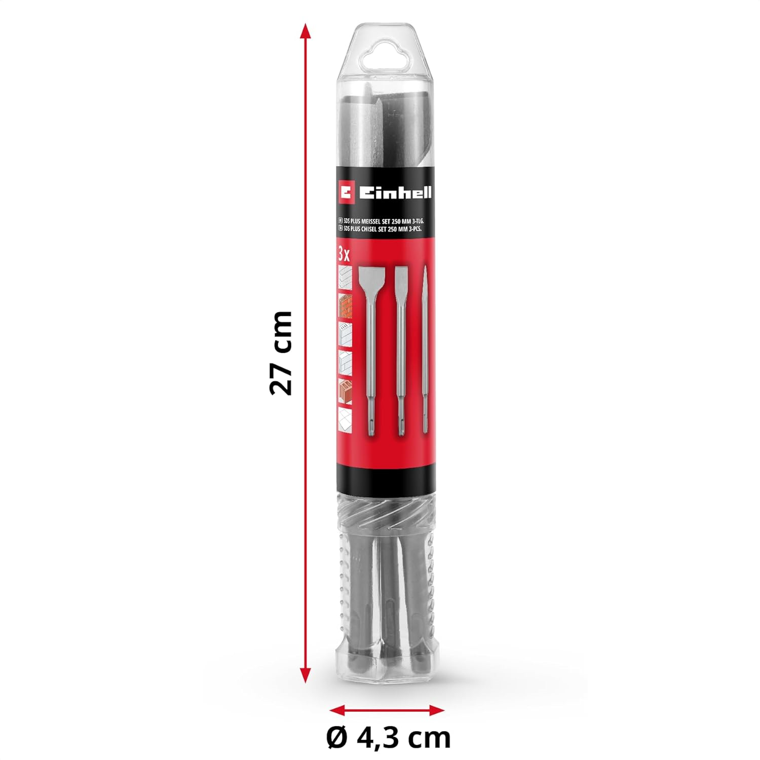 Einhell SDS PLUS Keski Murç Seti 3 Parça 250mm - 49247200Einhell49247200Kırıcı Delici Uçları-LastikTR.com