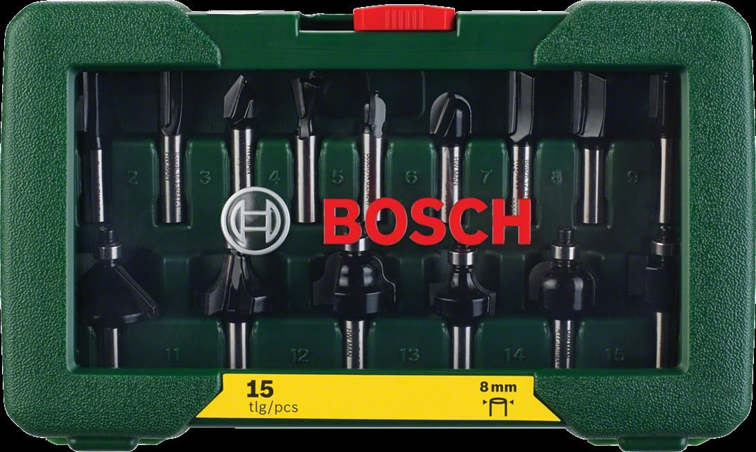 Bosch - 15 Parça Freze Seti 8 mm Şaftlı