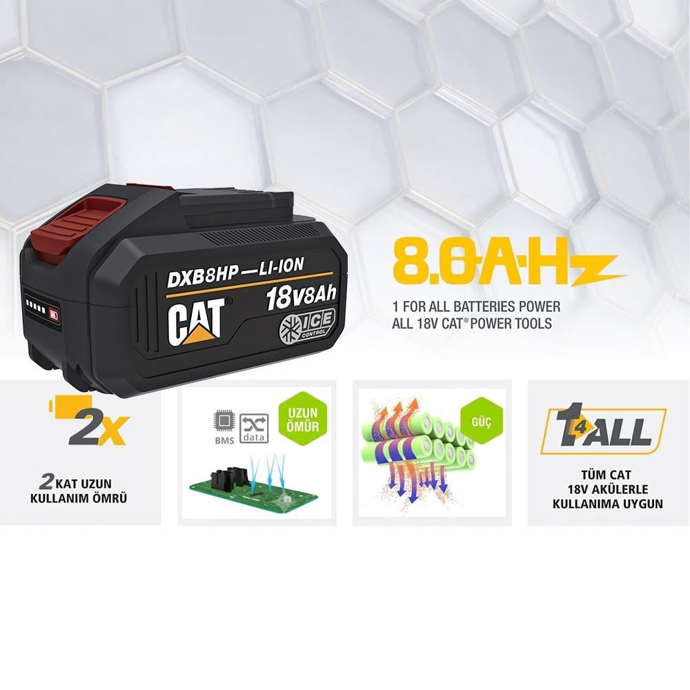 CAT DXB8HP 18Volt 8.0Ah. Li-ion ICE CONTROL ONE FOR ALL Profesyonel Yedek Akü