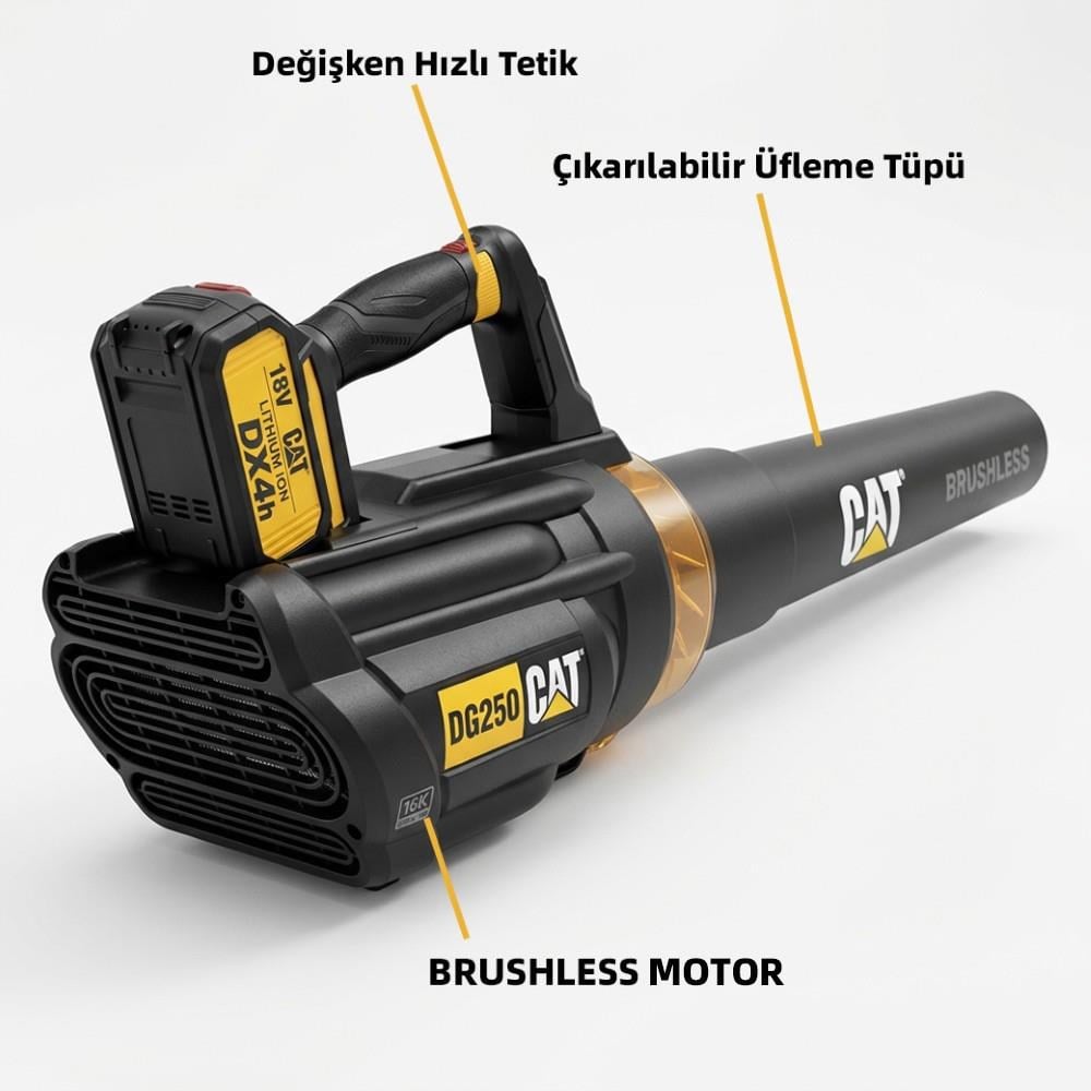 CAT DG250 18Volt 4.0Ah. Li-ion Tek Akülü Devir Ayarlı Profesyonel Yaprak ÜflemeCATDG250Yaprak Toplama ve Üfleme Makineleri-LastikTR.com
