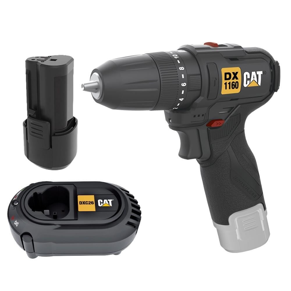 CAT DX1160.1 12Volt/2.0Ah Li-ion Tek Akülü Kömürsüz Profesyonel Şarjlı Darbeli MatkapCATDX1160.1Matkaplar-LastikTR.com