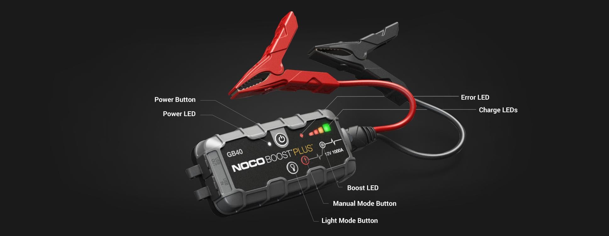 NOCO Genius GB40 12V 1000Amp Ultrasafe Lityum Akü Takviye + Powerbank + Led LambaNOCOGB40Akü Takviye-LastikTR.com