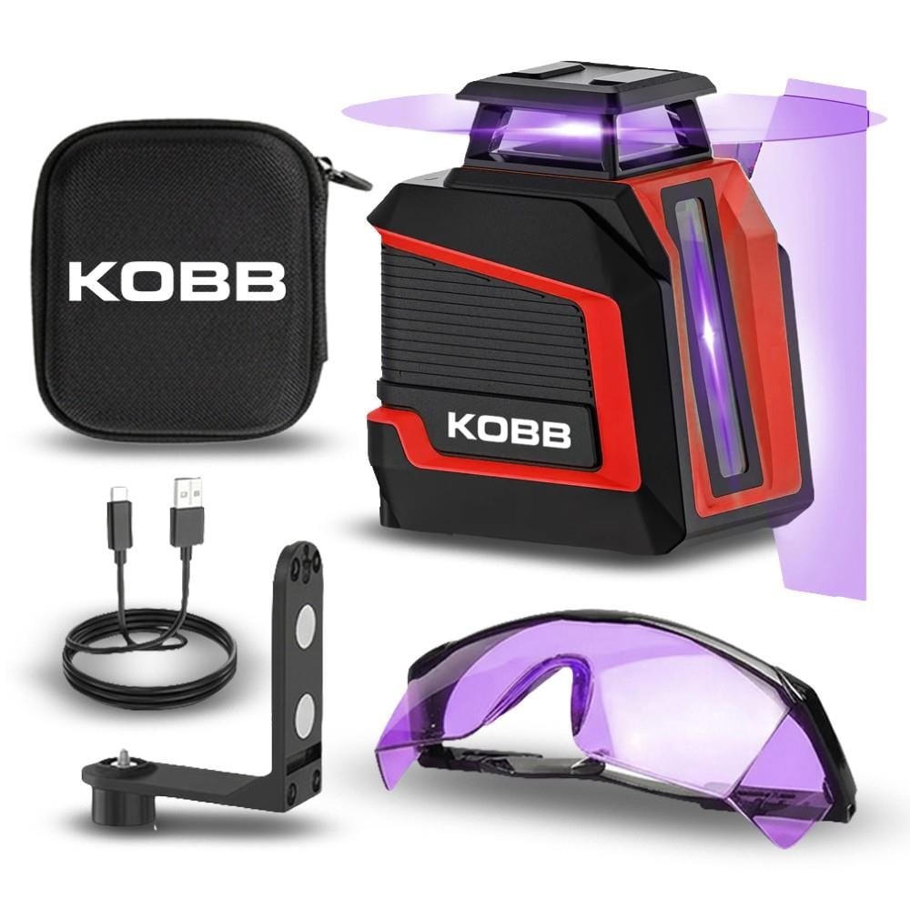 KOBB KBL30P 3.7V Li-ion Yatay 360° ve Dikey Otomatik Hizalamalı Mor Işık Profesyonel Çizgi LazerKOBBKBL30PLazer Metreler-LastikTR.com