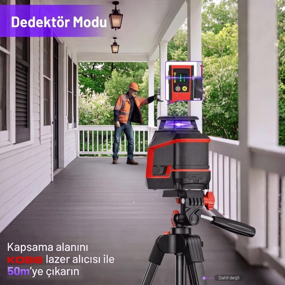 KOBB KBL30P 3.7V Li-ion Yatay 360° ve Dikey Otomatik Hizalamalı Mor Işık Profesyonel Lazer+TripodKOBBKBL30PTPLazer Metreler-LastikTR.com