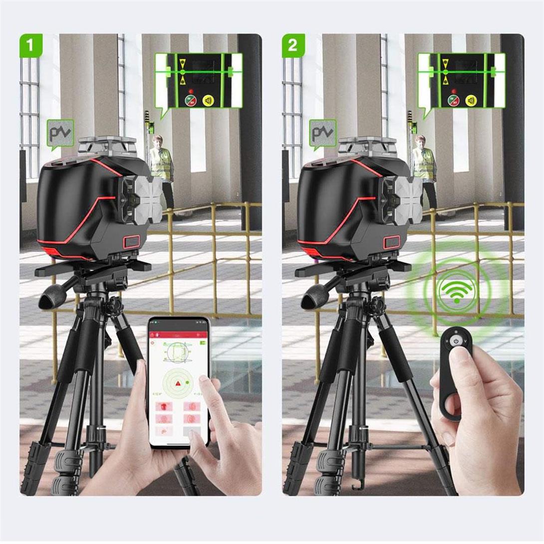 KOBB KBL36GTP Profesyonel Li-ion Şarjlı 4X360⁰ LCD Ekran Otomatik Hizalamalı Yeşil Çapraz Çizgi Lazer Distomat + Uzaktan Kumanda + Tripod + Taşıma Çantası