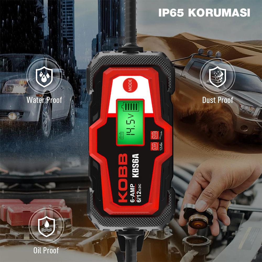 KOBB KBS6A 6/12V 150A Dijital Akü Şarj / Akü Bakım / Desülfatör ve Power Supply