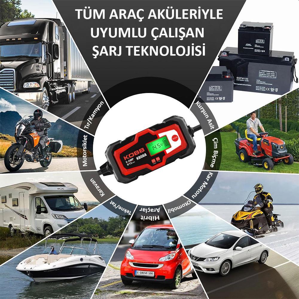 KOBB KBS6A 6/12V 150A Dijital Akü Şarj / Akü Bakım / Desülfatör ve Power Supply