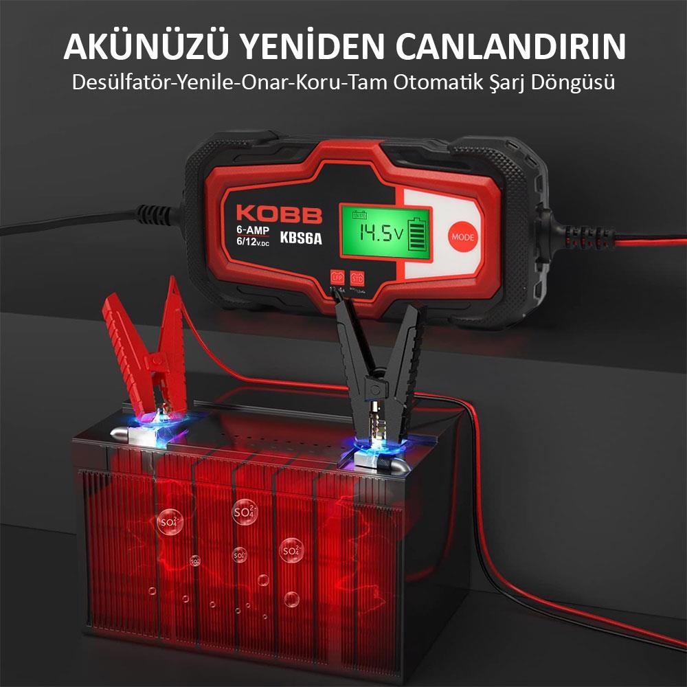 KOBB KBS6A 6/12V 150A Dijital Akü Şarj / Akü Bakım / Desülfatör ve Power Supply