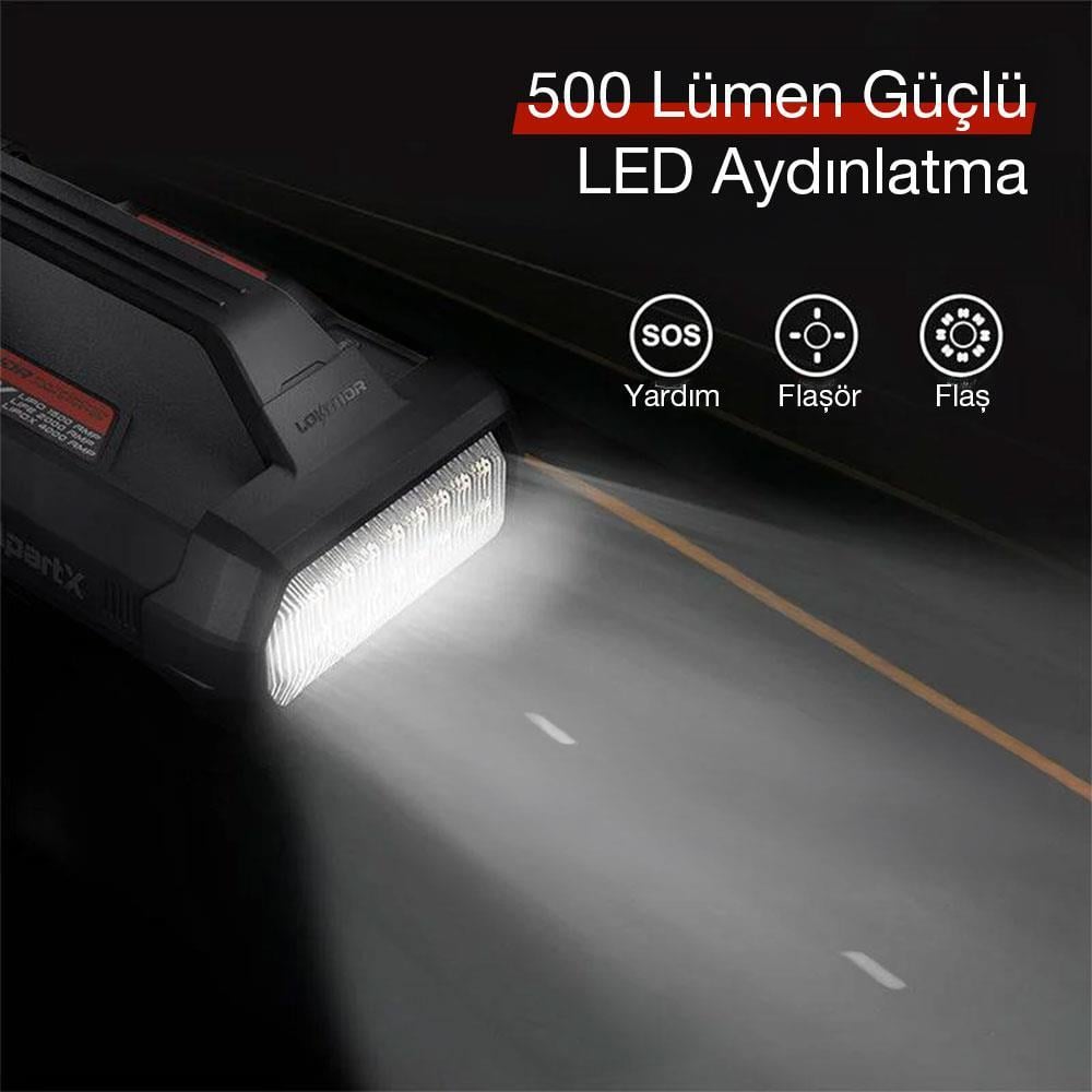 Lokithor APARTX4000 12V 4000Amp Li-Polimer Akıllı Akü Takviye + Pompa + Powerbank + Led Lamba