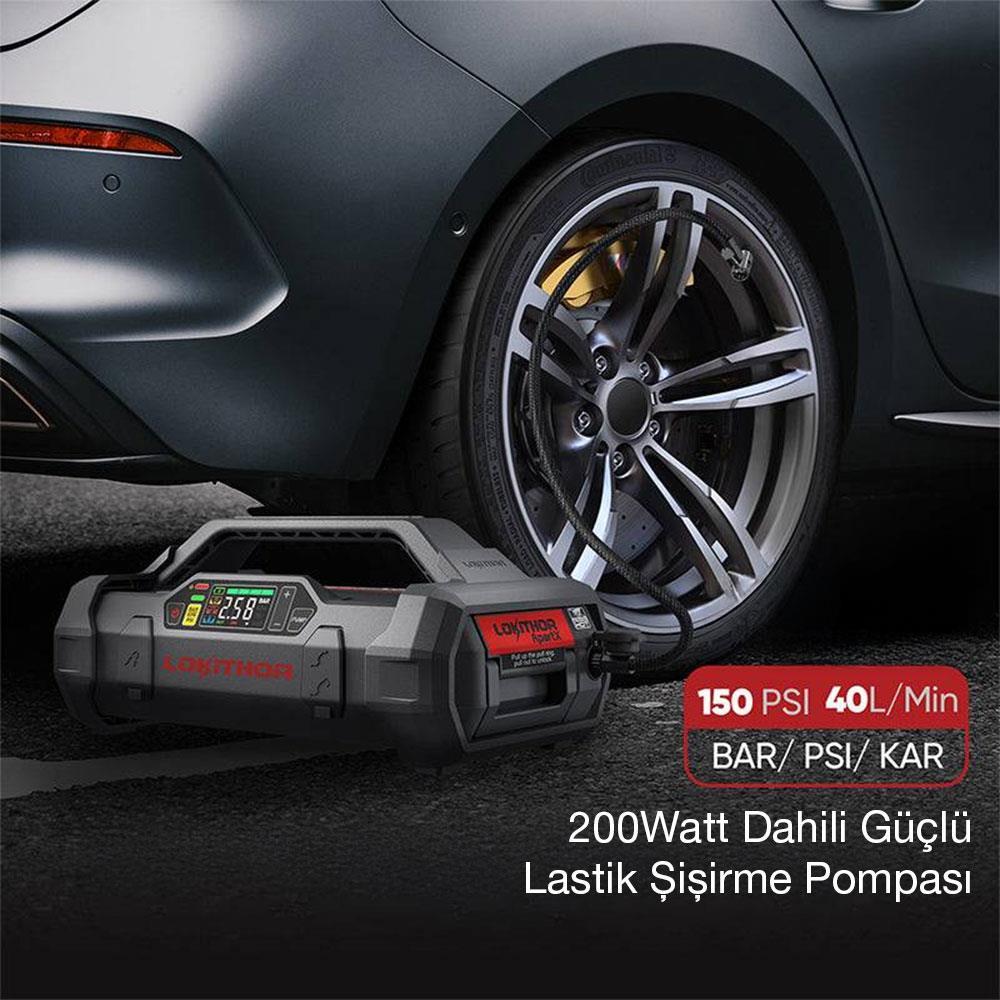Lokithor APARTX4000 12V 4000Amp Li-Polimer Akıllı Akü Takviye + Pompa + Powerbank + Led Lamba