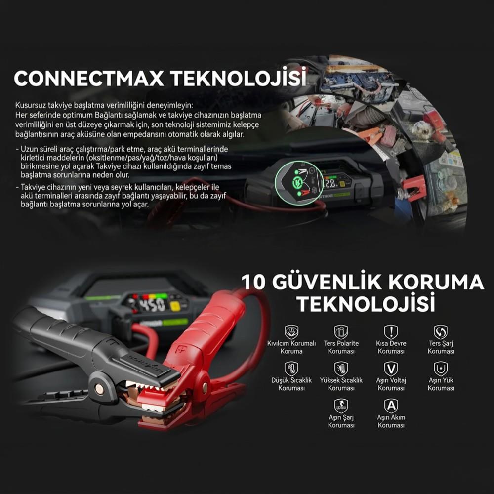 Lokithor JA3000PRO 12V 3000Amp LiFePO4 Akıllı Akü Takviye + Pompa + Powerbank + Led Lamba