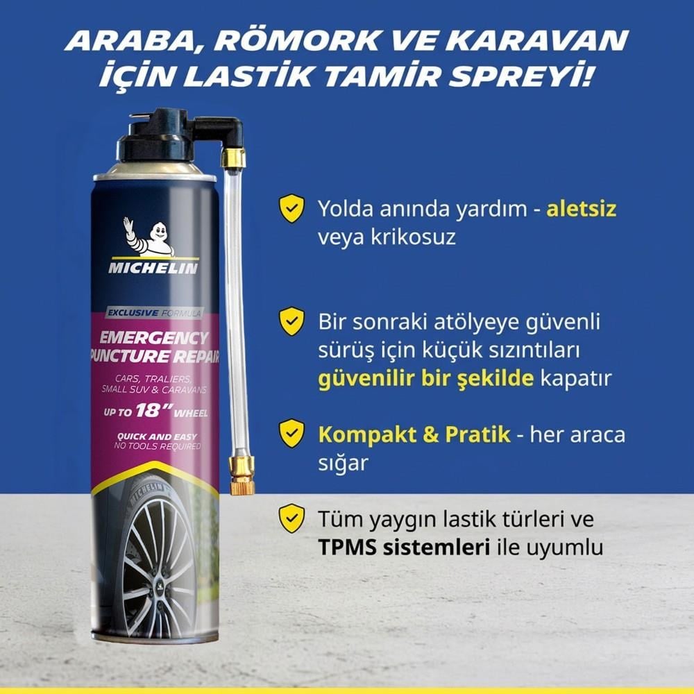 Michelin MC32699 500ml Acil Lastik Tamir Spreyi/KöpüğüMichelinMC32699Oto Lastik Tamir Kitleri-LastikTR.com