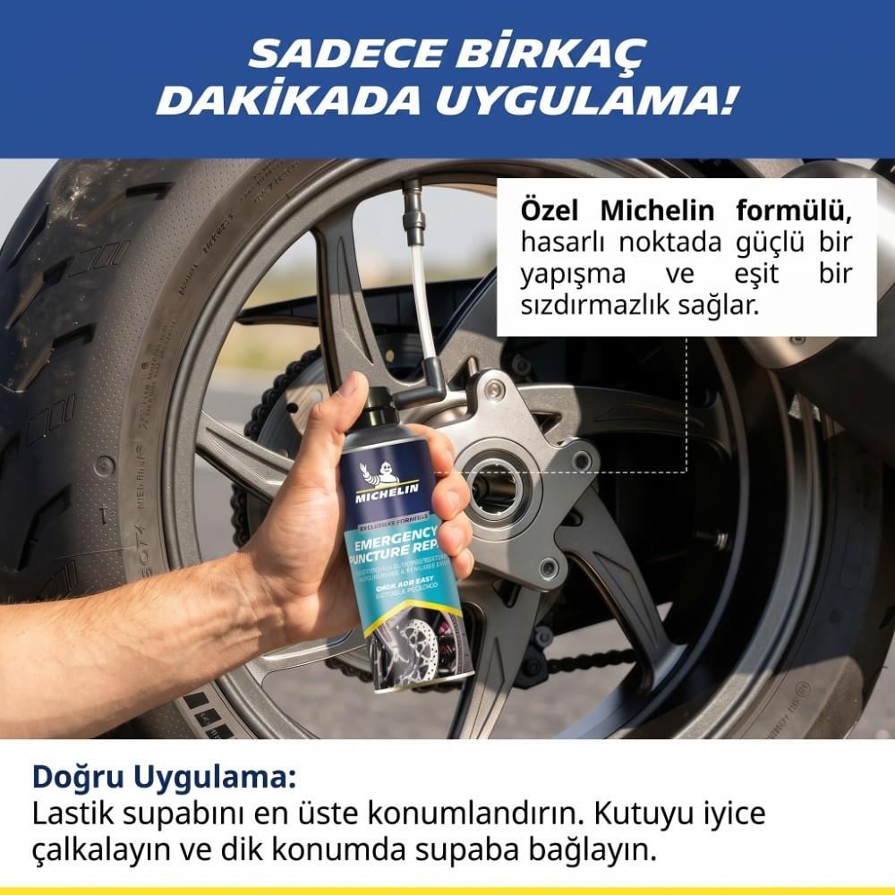 Michelin MC35119 200ml Motosiklet, Scooter Acil Lastik Tamir Spreyi/KöpüğüMichelinMC35119Oto Lastik Tamir Kitleri-LastikTR.com