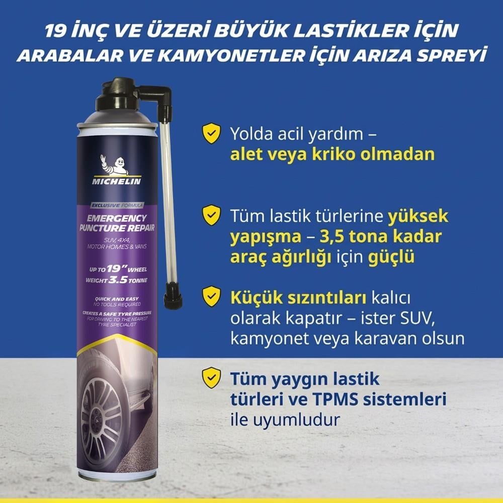 Michelin MC35133 750ml XL Acil Lastik Tamir Spreyi/KöpüğüMichelinMC35133Oto Lastik Tamir Kitleri-LastikTR.com