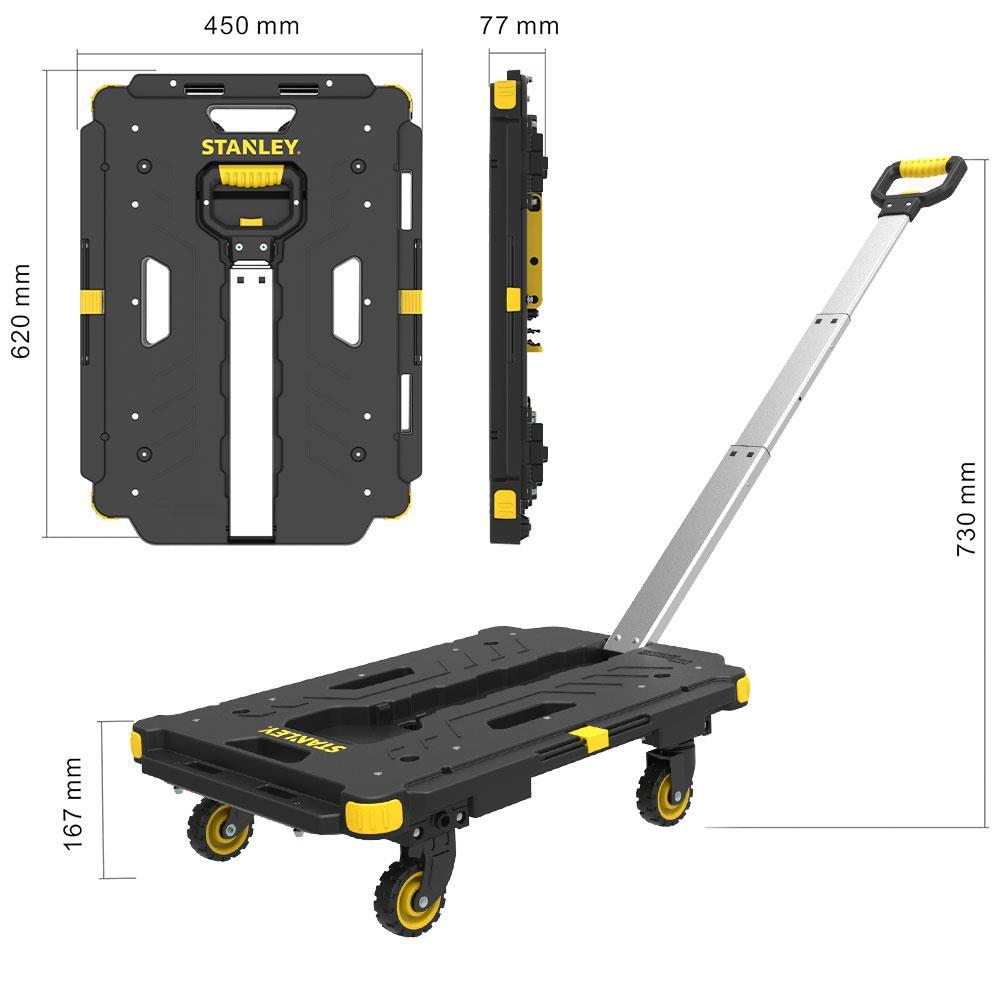 STANLEY PC532B 137kg 62x45cm Dört Tekerli Çekme Kollu Yük ve Paket Taşıma Arabası + FT505 25Kg Katlanır Çok Amaçlı Taşıma Sepeti