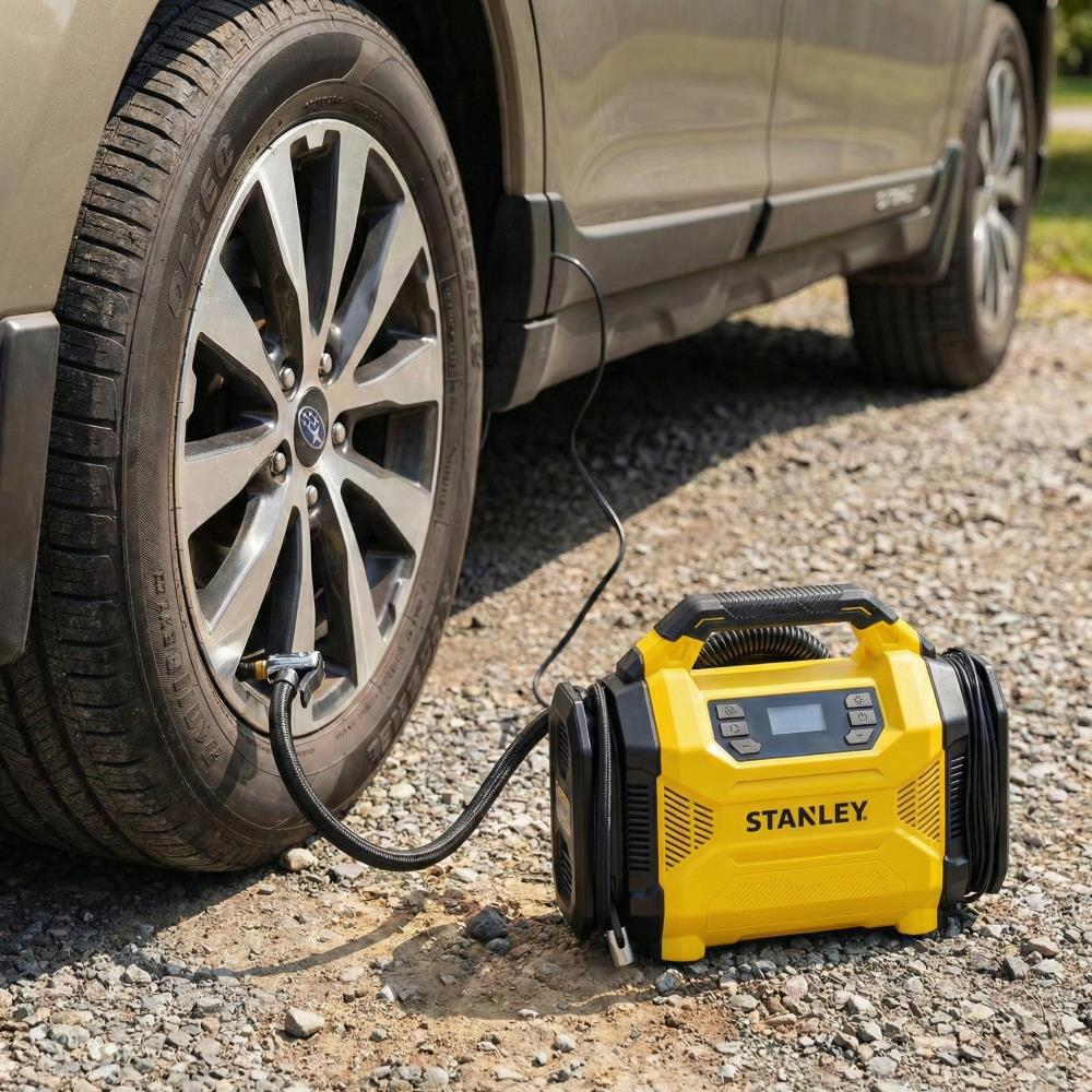 STANLEY SXIF3501 12Volt/220Volt 150 PSI Dijital Basınç Göstergeli Lastik & Yatak Şişirme Pompası + Led Lamba