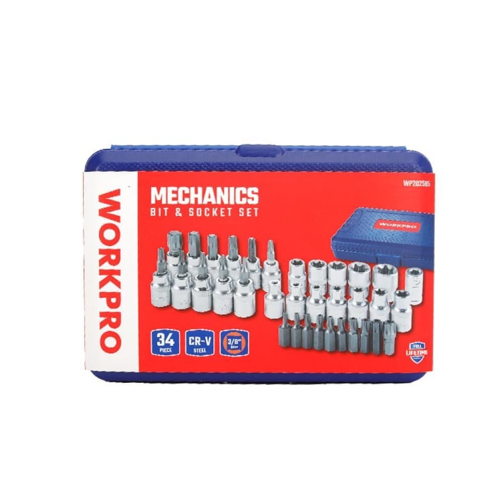 WORKPRO WP202595 3/8'’ CR-V 34 Parça Ağır Hizmet Torx Lokma Takımı (E/T Serisi)