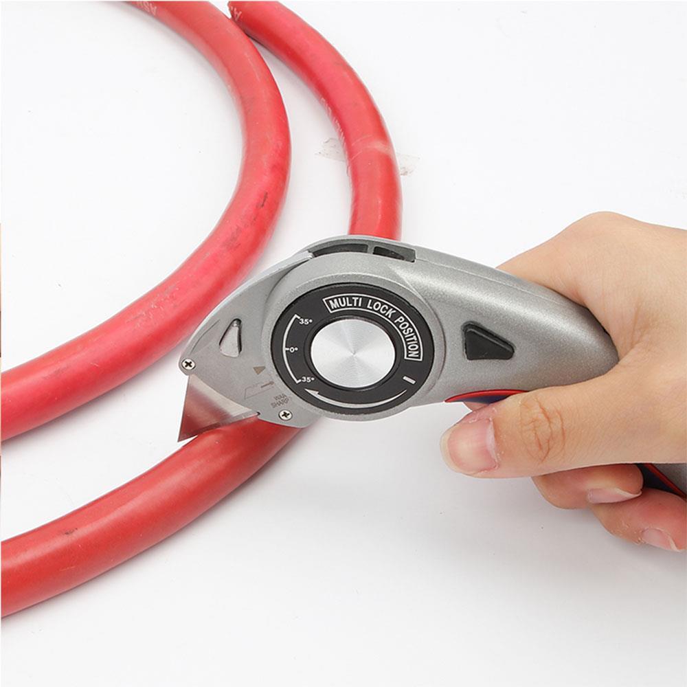 WORKPRO WP211013 Ağır Hizmet Alüminyum Gövde Açı Ayarlı Katlanır Rötuş Maket Bıçağı + 5 Adet Yedek Bıçak