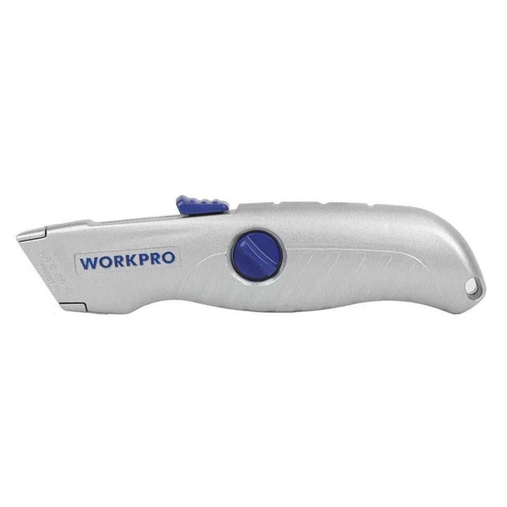WORKPRO WP213007 Alüminyum Gövde Otomatik Geri Çekilebilir Rötuş Maket Bıçağı 