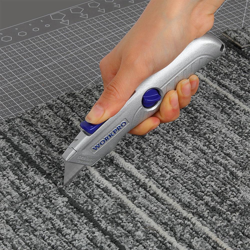 WORKPRO WP213007 Alüminyum Gövde Otomatik Geri Çekilebilir Rötuş Maket Bıçağı 