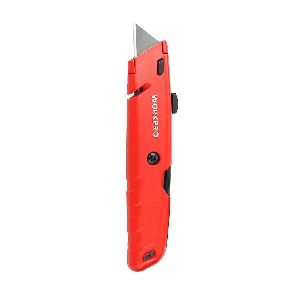 WORKPRO WP213009 Ağır Hizmet Alüminyum Gövde Geri Çekilebilir Rötuş Maket Bıçağı + 5 Adet Yedek Bıçak