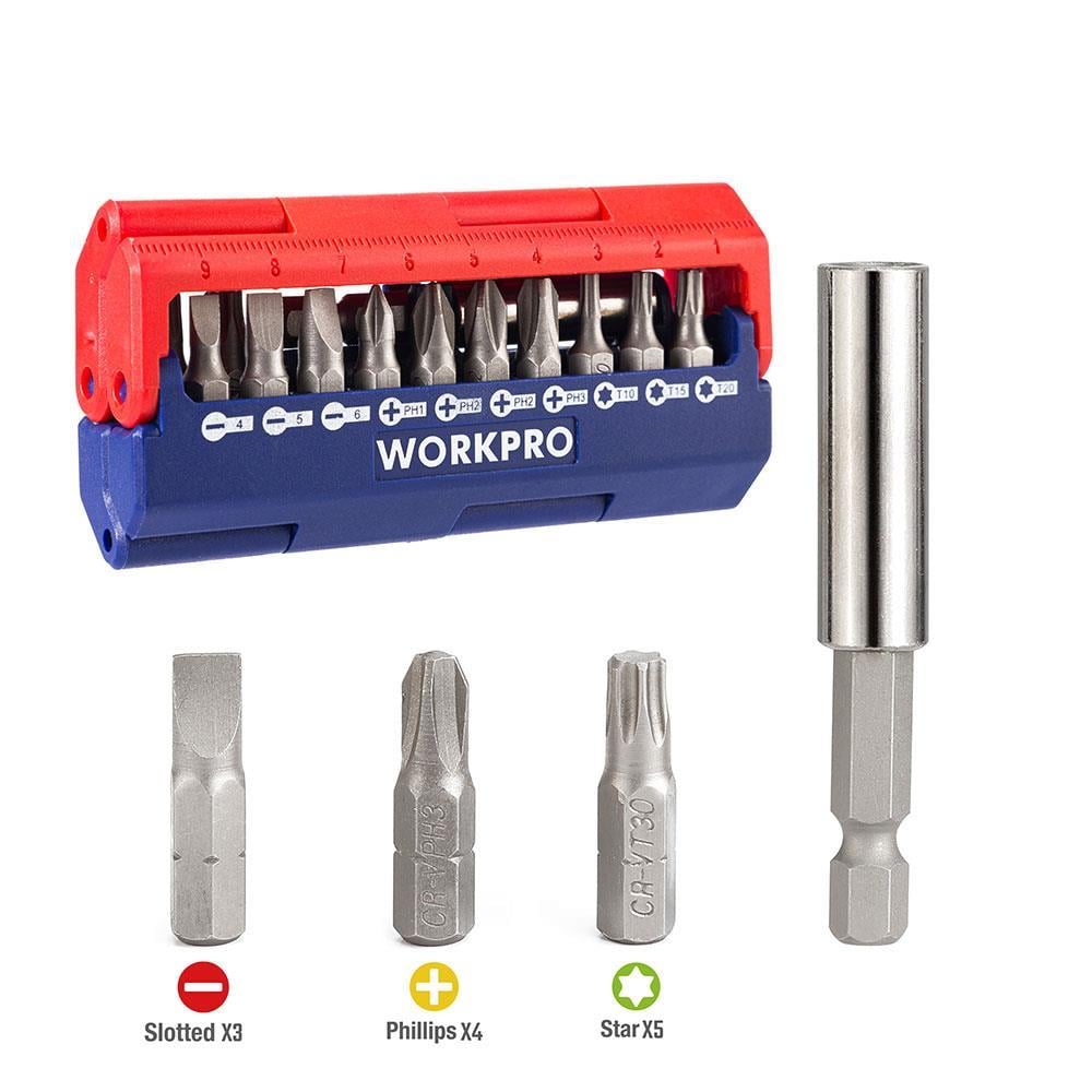 WORKPRO WP221062 13 Parça Manyetik CR-V Vidalama Bits Uç Seti  