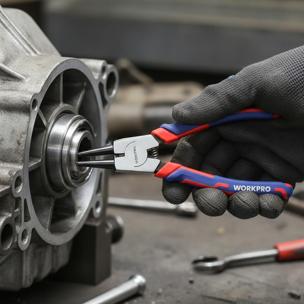WORKPRO WP231150 180MM Cr-V Düz Yaylı Profesyonel Dış Segman Pensesi