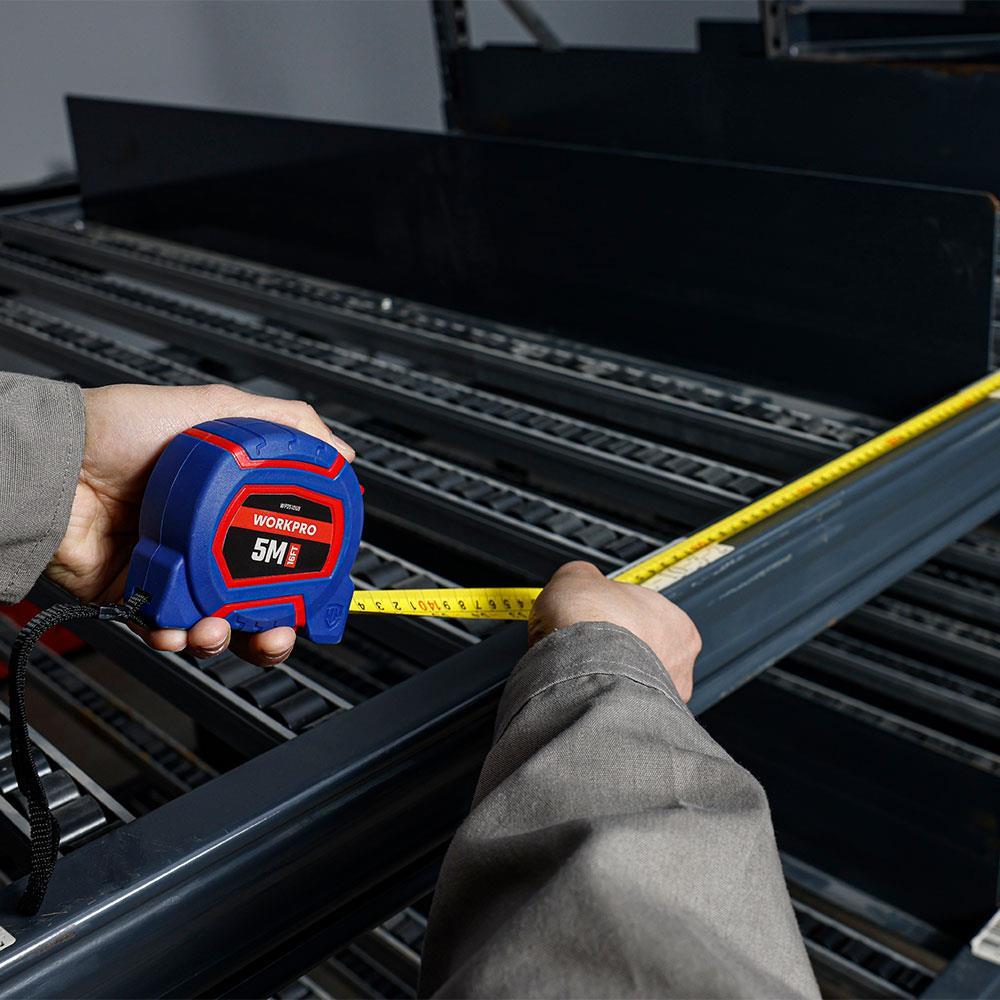 WORKPRO WP261009 5Mx19mm/16Ft. Naylon Kaplama Sarı Çelik Şerit Metre 
