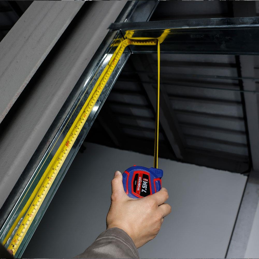 WORKPRO WP261010 7,5Mx25mm/25Ft. Naylon Kaplama Sarı Çelik Şerit Metre 