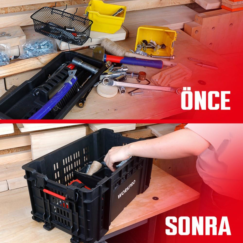 WORKPRO WP283028 46Lt 55,7x32,2x25cm Üstü Açık Profesyonel Takım Çantası