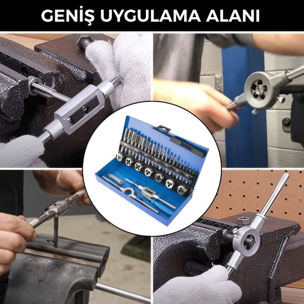 WORKPRO WP309008 32 Parça Profesyonel Metrik Kılavuz ve Pafta Takımı Diş Açma Seti