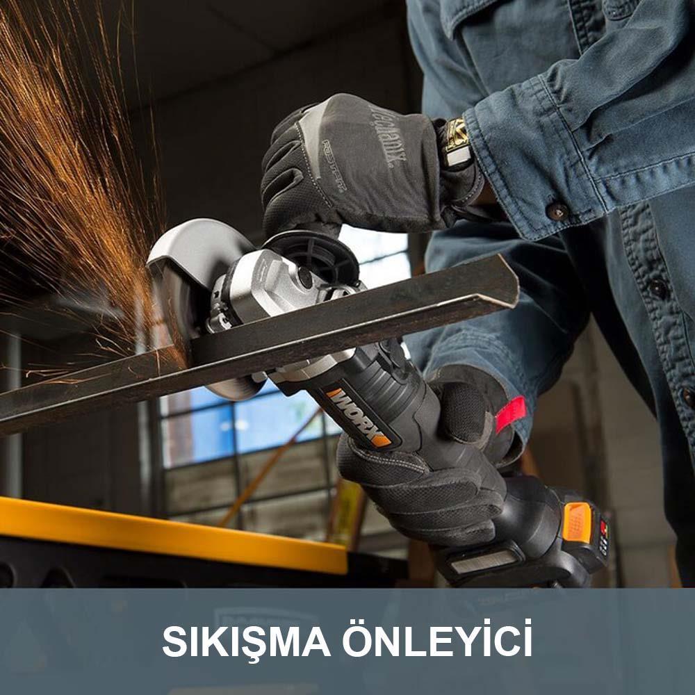 WORX WX812.9C 20Volt 2.0Ah. 125mm Kömürsüz Profesyonel Tek Akülü Şarjlı Avuç Taşlama 