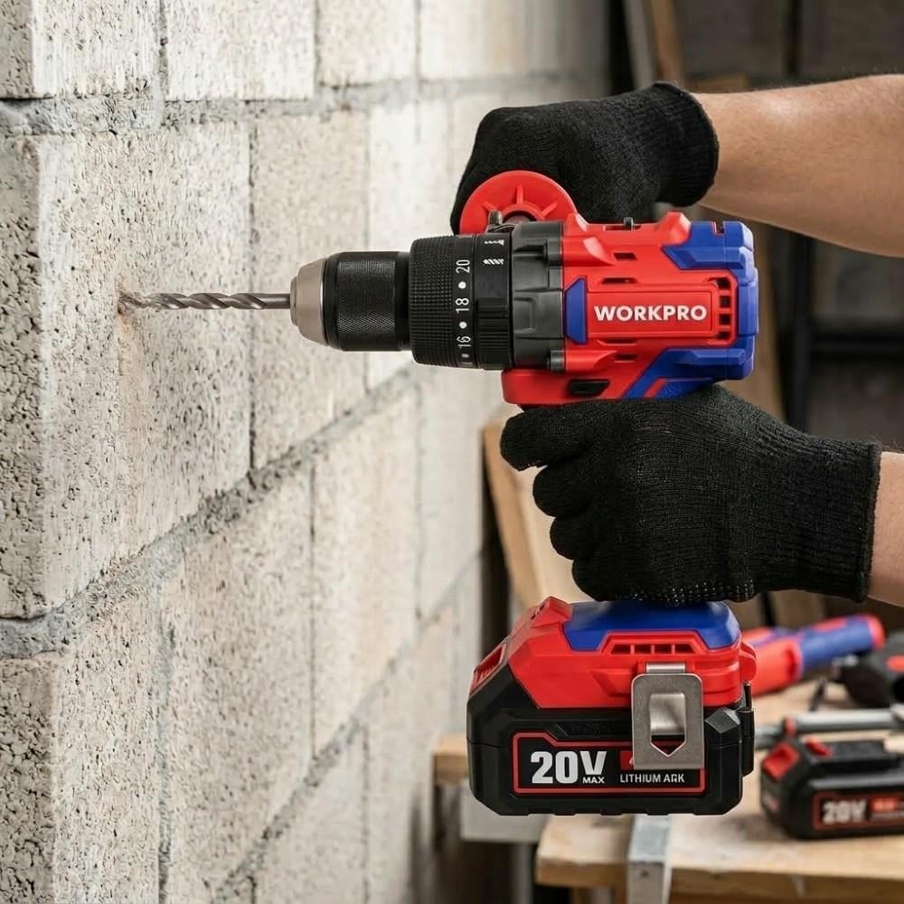 WORKPRO WP390017 20Volt 120Nm. Kömürsüz Profesyonel Şarjlı Darbeli Matkap (Akü Dahil Değildir)WorkproWP390017Matkaplar-LastikTR.com