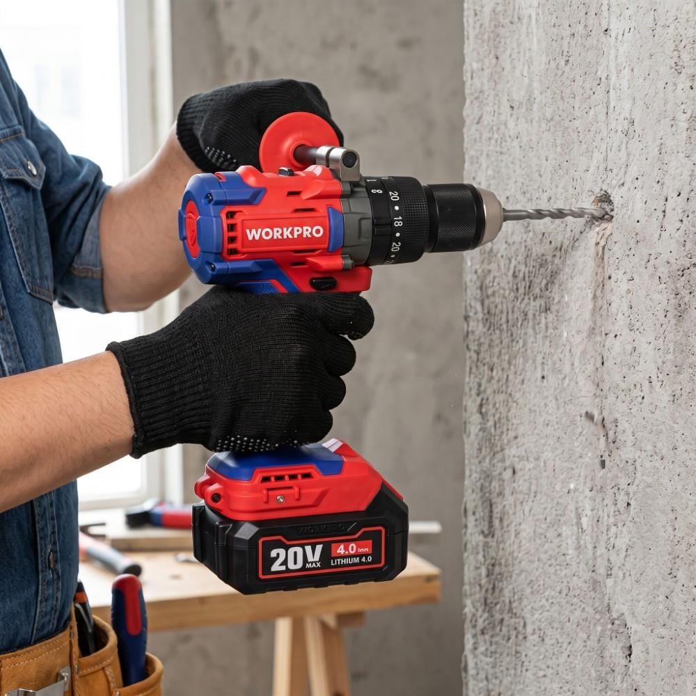 WORKPRO WP390017 20Volt 120Nm. Kömürsüz Profesyonel Şarjlı Darbeli Matkap (Akü Dahil Değildir)WorkproWP390017Matkaplar-LastikTR.com