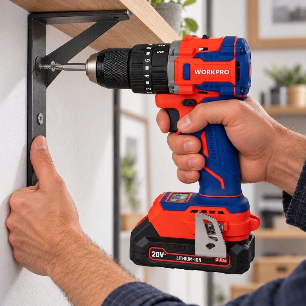 WORKPRO WP390019 20Volt 2.0Ah Li-ion 65Nm. Çift Akülü Kömürsüz Profesyonel Şarjlı Darbeli MatkapWorkproWP390019Matkaplar-LastikTR.com